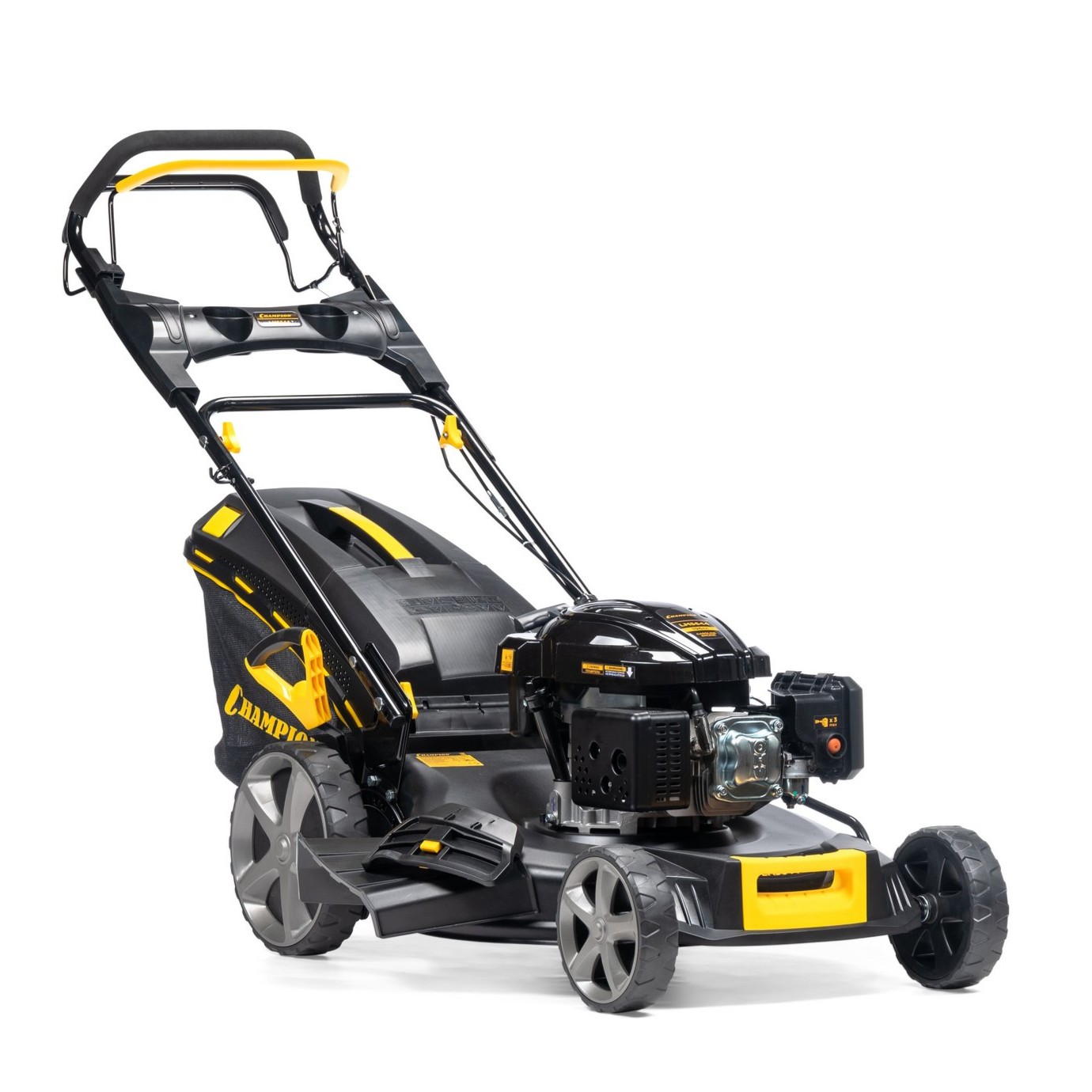 Газонокосилка CHAMPION LM5644 (PRO 4,4кВт привод 555мм 65л 25-75мм 1рычаг/6, 41кг 4в1)