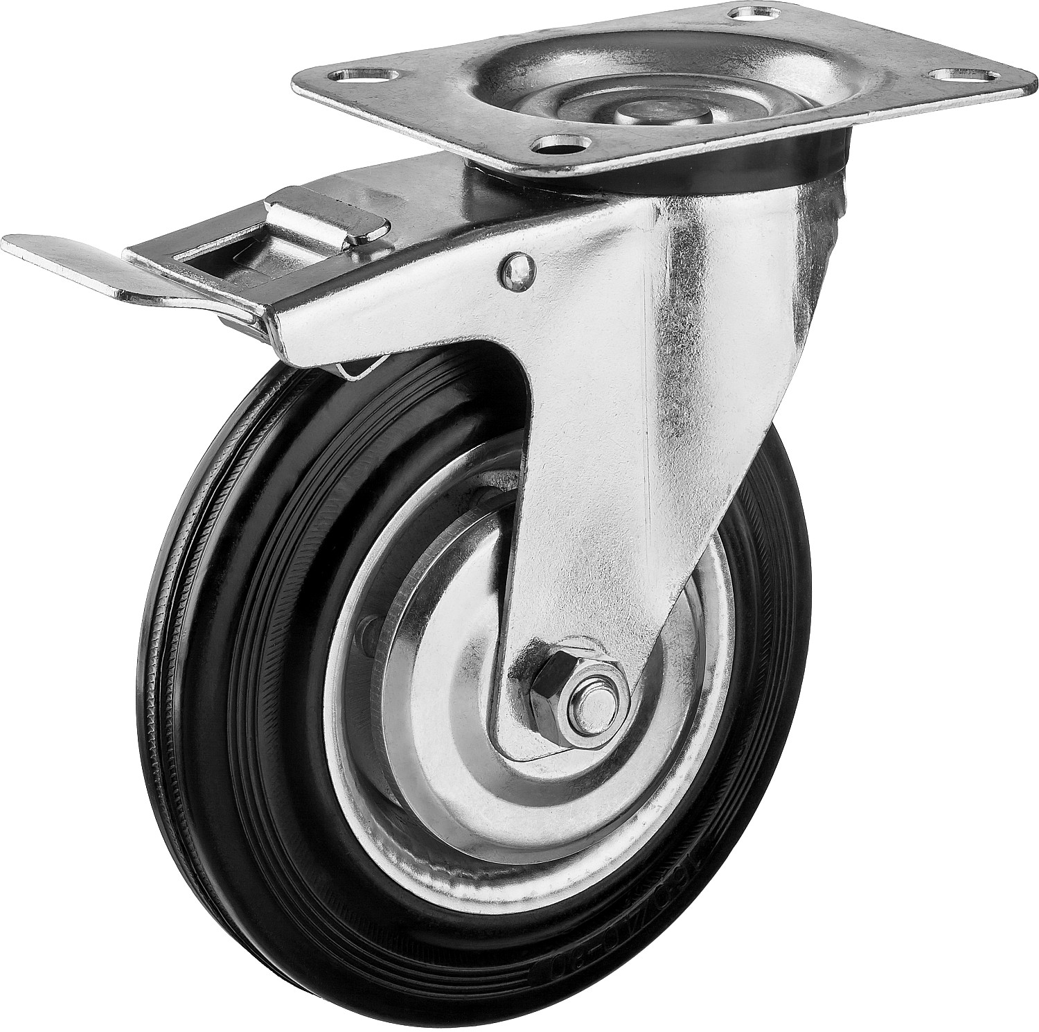 ЗУБР d=160 мм, г/п 145 кг, игольчатый подшипник, поворотное колесо c тормозом резина/металл, Профессионал (30936-160-B)