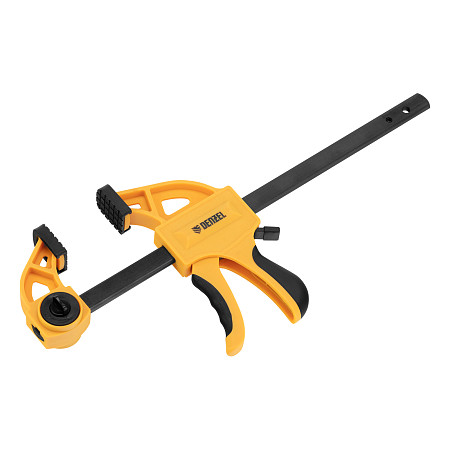 Струбцина F-образная,быстрозаж., 8"x 2 3/4", 200х70мм, пласт.корпус,фиксатор,двухк. рук-ка Denzel