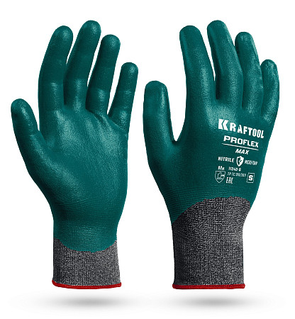KRAFTOOL ProFlex Max, S (7), полный облив, эластичные перчатки, вспененное нитриловое покрытие, 15 класс (11240-S)