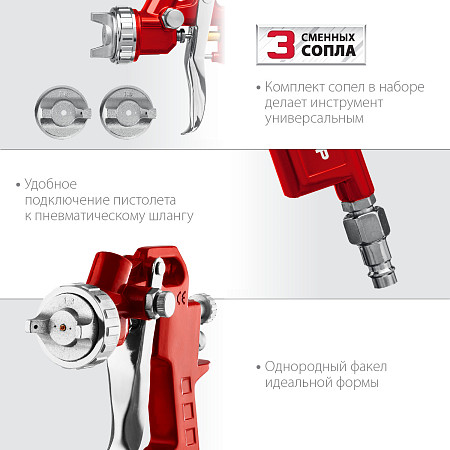 ЗУБР MS 200-3, 1.2, 1.5, 1.8 мм, Пневматический краскопульт с верхним бачком (06458)
