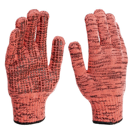Перчатки трикотажные, акрил, усиленные, ПВХ-гель Протектор, цвет: коралл, 10 класс Сибртех