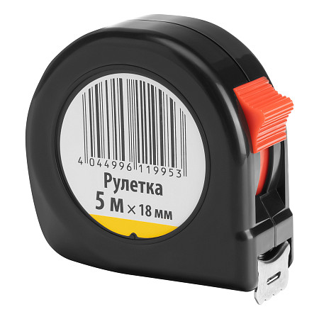 Рулетка строительная 5 м х 18 мм, пластиковый корпус