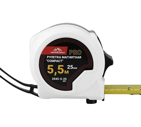 vertextools РУЛЕТКА "COMPACT" МАГНИТНАЯ, 5.5x25мм 2045-5-25