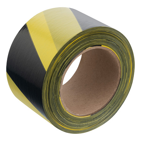 Лента сигнальная, 75 мм х 200 м, черно-желтая Сибртех