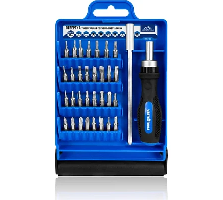 vertextools ОТВЕРТКА УНИВЕРСАЛЬНАЯ СО СМЕННЫМИ ВСТАВКАМИ 33шт 0061-33