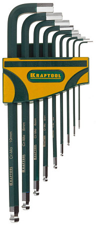 KRAFTOOL HEX-ball, 9 шт, набор длинных шестигранных ключей (27445-H9)